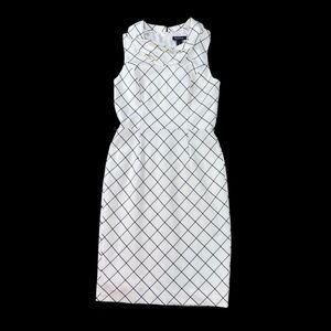 White House Black Market White Sleeveless Grid-Print Midi Dress